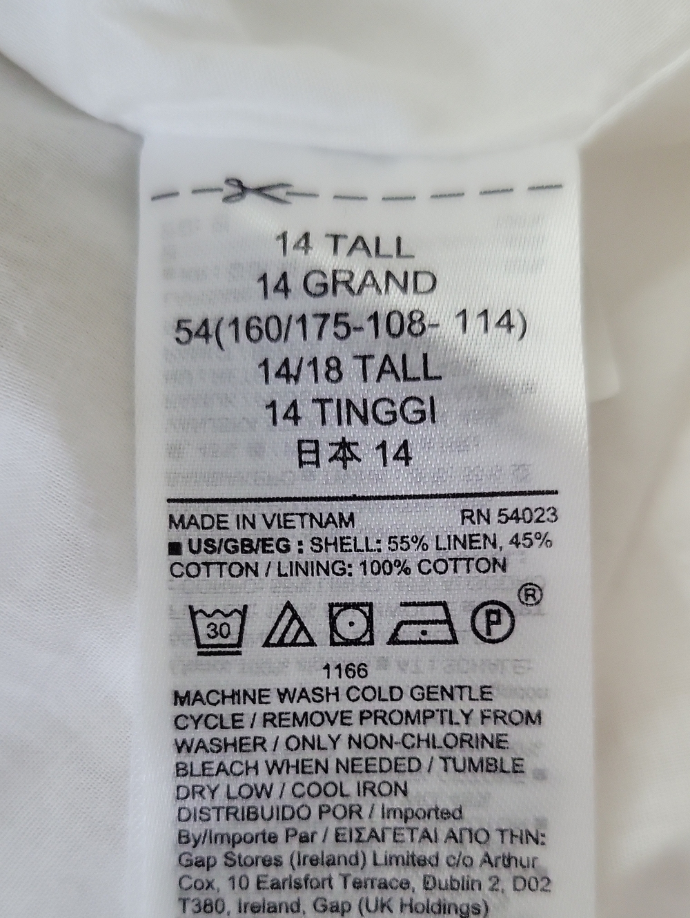 Gap Tan White Linen Tie Back Halter Palm Print Shift Dress Size 14TALL - Picture 7 of 7